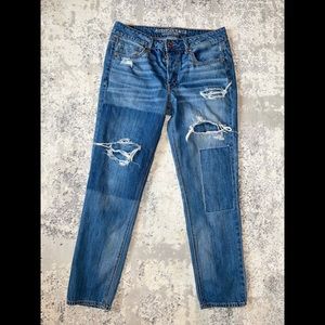 AEO Tomgirl midrise patchwork denim jeans